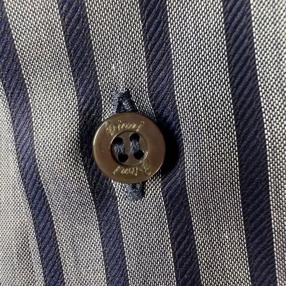 Brioni Dress Shirt Striped Button Down Long Sleeve Blue Cotton men’s size L - Picture 5 of 12